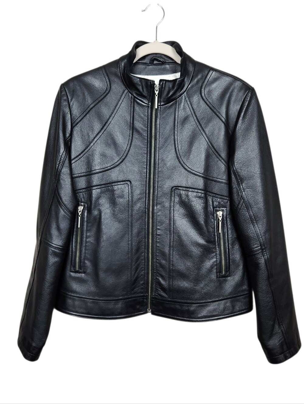 Wilsons Leather Maxima Black Vintage 90's Moto Goth Soft Jacket Womens Size L